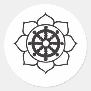 Dharma Wheel Lotus Classic Round Sticker