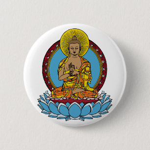 Dharmachakra Buddha 6 Cm Round Badge