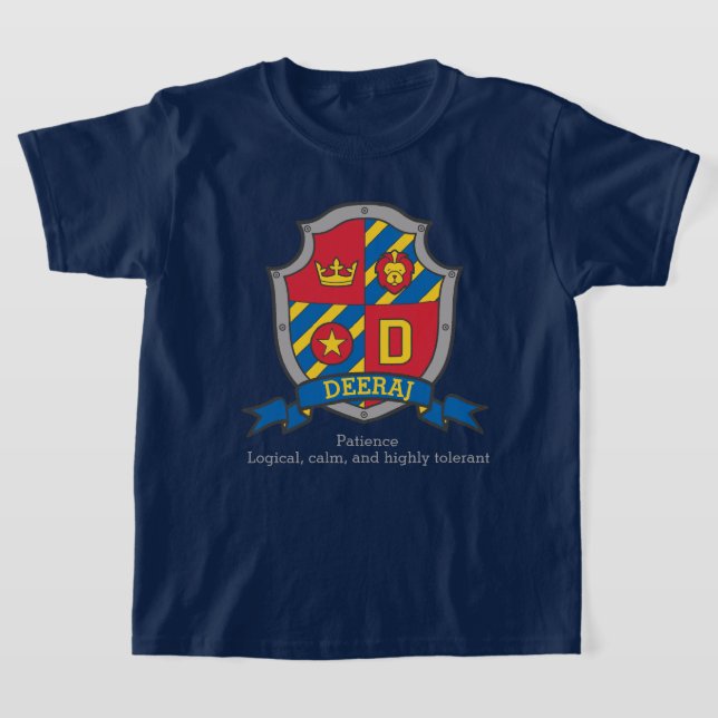 Dheeraj boys name & meaning knights shield T-Shirt (Laydown)
