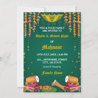 Dholki & Mehndi Night Invitation card