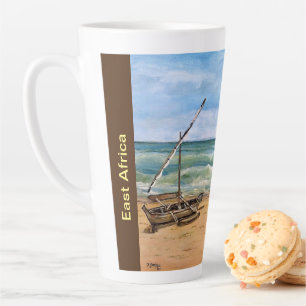 Dhow Boat on a Beach, Latte Mug