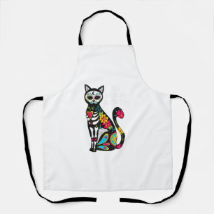 Dia De Los Meowtos Day Of The Dead Cat Shirt Apron