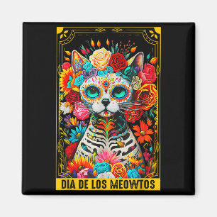 Dia De Los Meowtos Sugar Skull Cat Gift Magnet