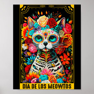 Dia De Los Meowtos Sugar Skull Cat Gift Poster