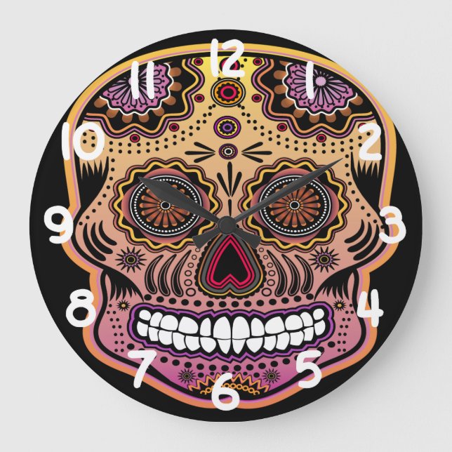 dia de los muertes large clock (Front)