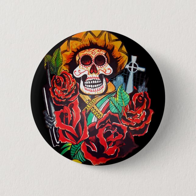 dia de los muertos 6 cm round badge (Front)
