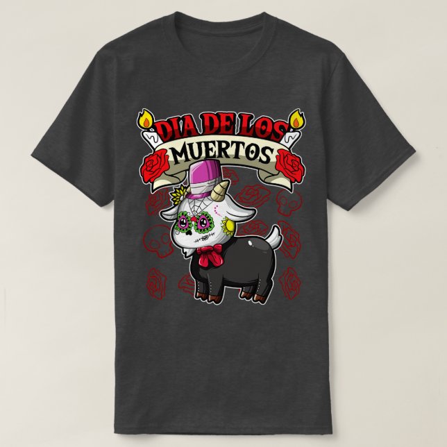 Dia De Los Muertos Animals Goat T-Shirt (Design Front)
