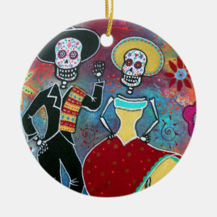 DIA DE LOS MUERTOS BAILAR MARIACHI CERAMIC ORNAMENT