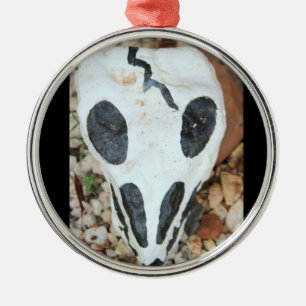 Dia de los Muertos black/white painted skull Metal Ornament