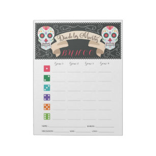 Dia De Los Muertos Bunco Game Score Card Notepad