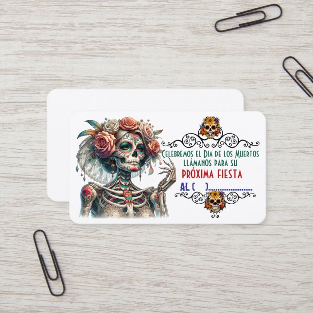 Dia de los muertos business card (Front/Back In Situ)