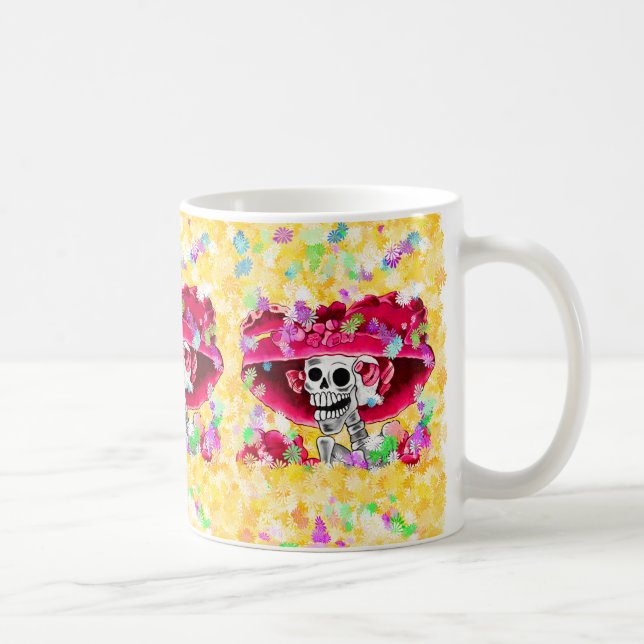 Dia De Los Muertos Calavera Catrina in Red  Coffee Mug (Right)
