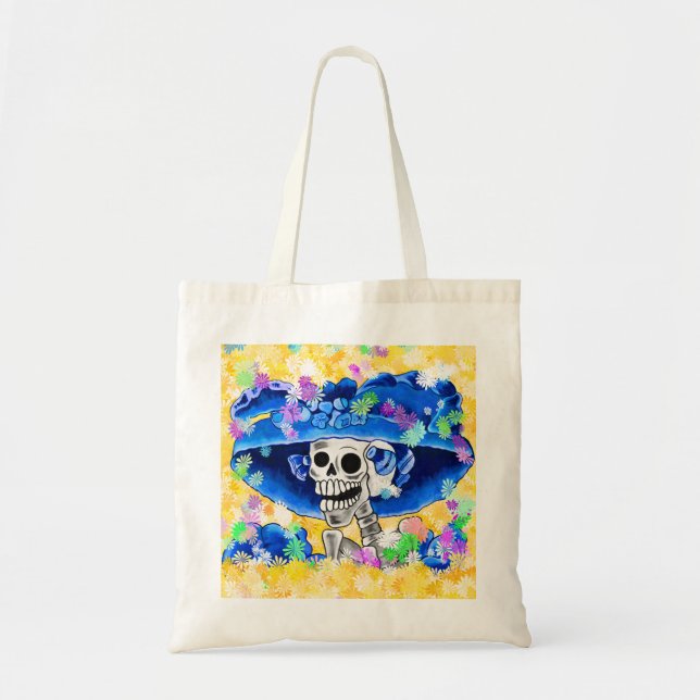 Dia De Los Muertos Calavera Sugar Skull in Blue Tote Bag (Front)