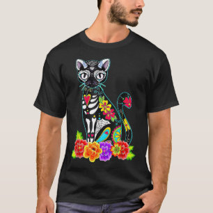 Dia De Los Muertos Cat Day Of The Dead Halloween  T-Shirt