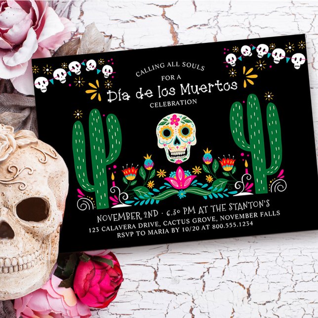Dia de los Muertos Celebration Mexico Theme Invitation (Day of the Dead Celebration Invitation from my Dia de los Muertos collection
)