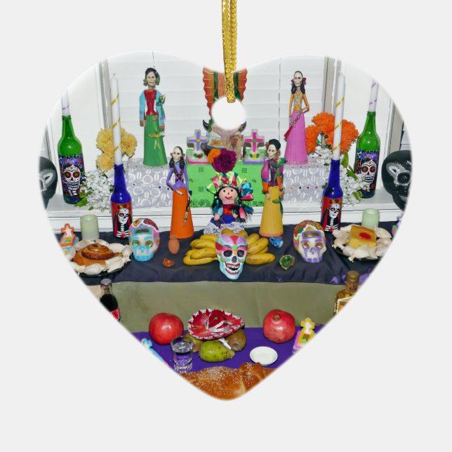 Dia de los Muertos Ceramic Tree Decoration (Front)