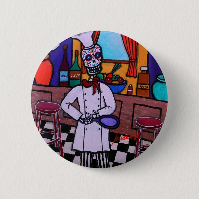 Dia de los Muertos Chef 6 Cm Round Badge (Front)