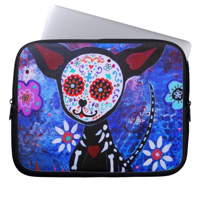 Dia de los Muertos Chihuahua Laptop Sleeve (Front)