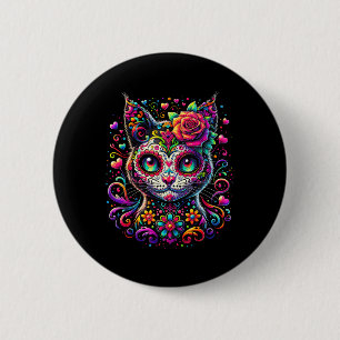 Dia De Los Muertos Cinco De Mayo Cat Sugar Skull 6 Cm Round Badge