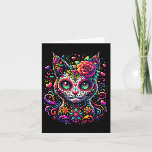 Dia De Los Muertos Cinco De Mayo Cat Sugar Skull  Card