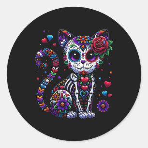 Dia De Los Muertos Cinco De Mayo Cat Sugar Skull M Classic Round Sticker