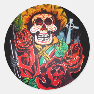 dia de los muertos classic round sticker