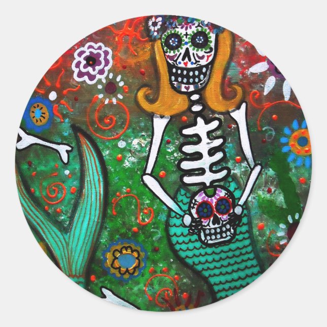 DIA DE LOS MUERTOS CLASSIC ROUND STICKER (Front)