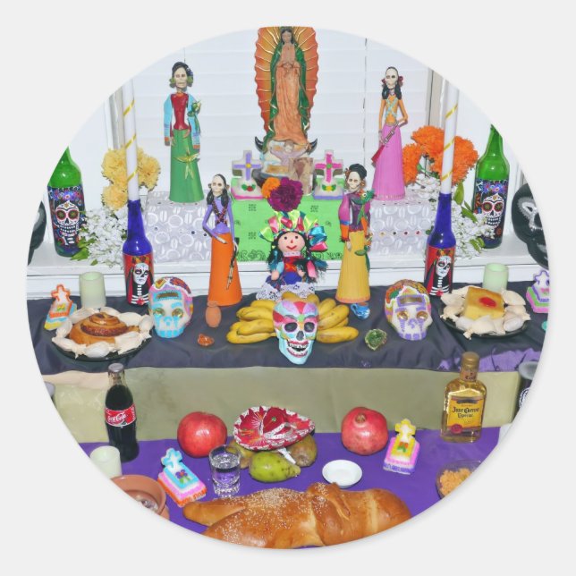 Dia de los Muertos Classic Round Sticker (Front)