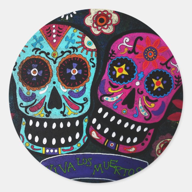 DIA DE LOS MUERTOS CLASSIC ROUND STICKER (Front)