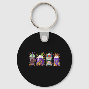 Dia De Los Muertos Coffee Cup Sugar Skull Day Of Key Ring