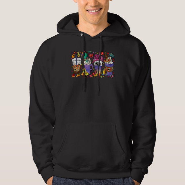 Dia De Los Muertos Coffee Latte Day Of The Dead Ha Hoodie (Front)
