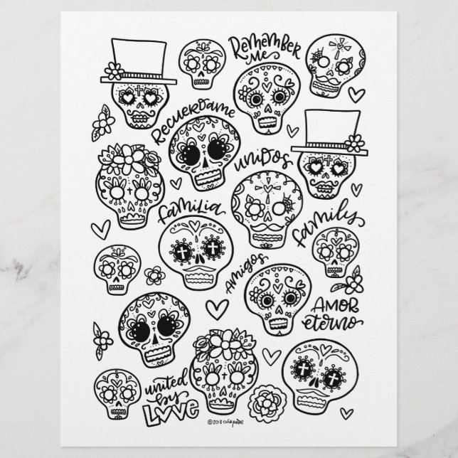 Dia De Los Muertos Colouring Page (Front)