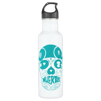 dia De Los Muertos Cyan Skull Bottle