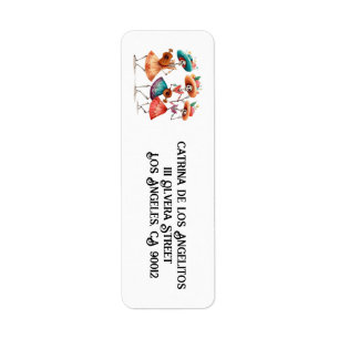 Dia de los Muertos Dancing Calavera Trio Return Address Label