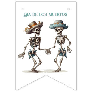 Dia de los Muertos dancing skeletons customisable Bunting