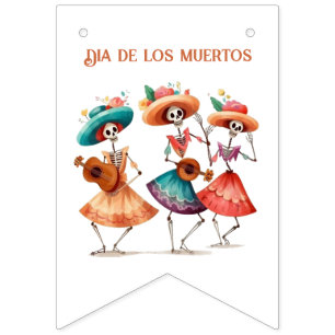 Dia de los Muertos dancing skeletons customisable Bunting