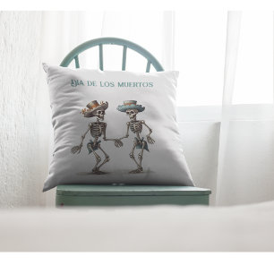 Dia de los Muertos dancing skeletons customisable Cushion