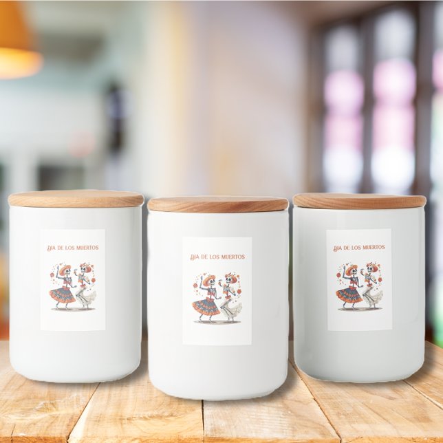 Dia de los Muertos dancing skeletons customisable Food Label (Creator Uploaded)