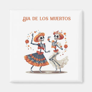 Dia de los Muertos dancing skeletons customisable Magnet