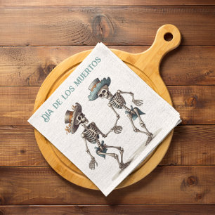 Dia de los Muertos dancing skeletons, customisable Napkin