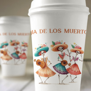 Dia de los Muertos dancing skeletons customisable Paper Cups