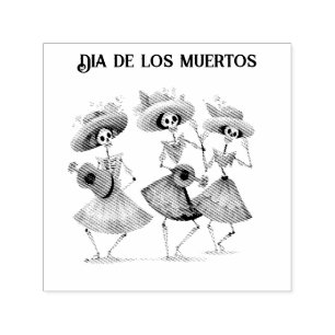 Dia de los Muertos dancing skeletons customisable Self-inking Stamp