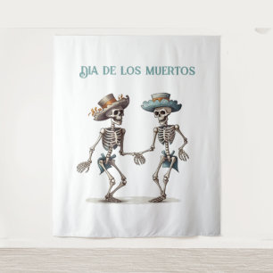 Dia de los Muertos dancing skeletons customisable Tapestry