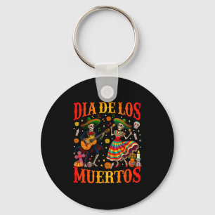 Dia De Los Muertos Dancing Skeletons Guitar Day Of Key Ring