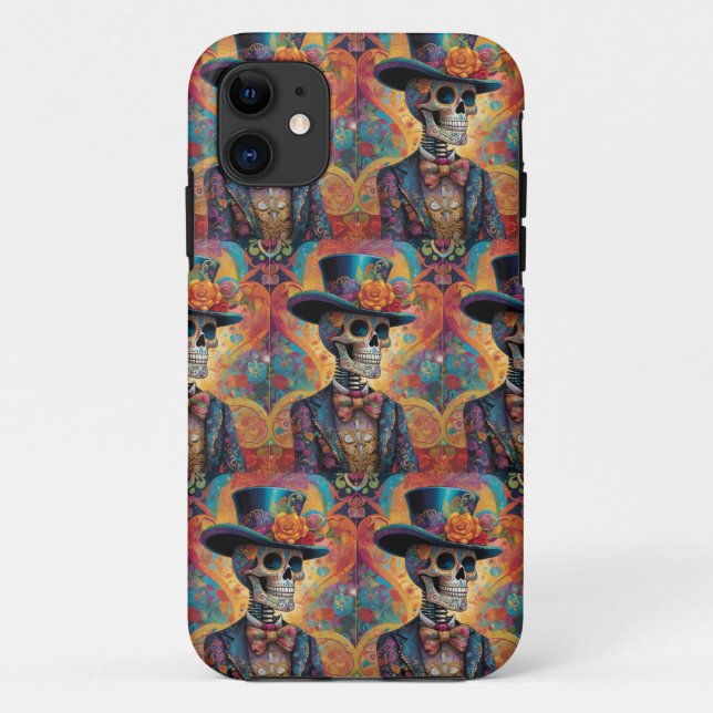 Dia de los Muertos Dapper Skeleton Case-Mate iPhone Case (Back)
