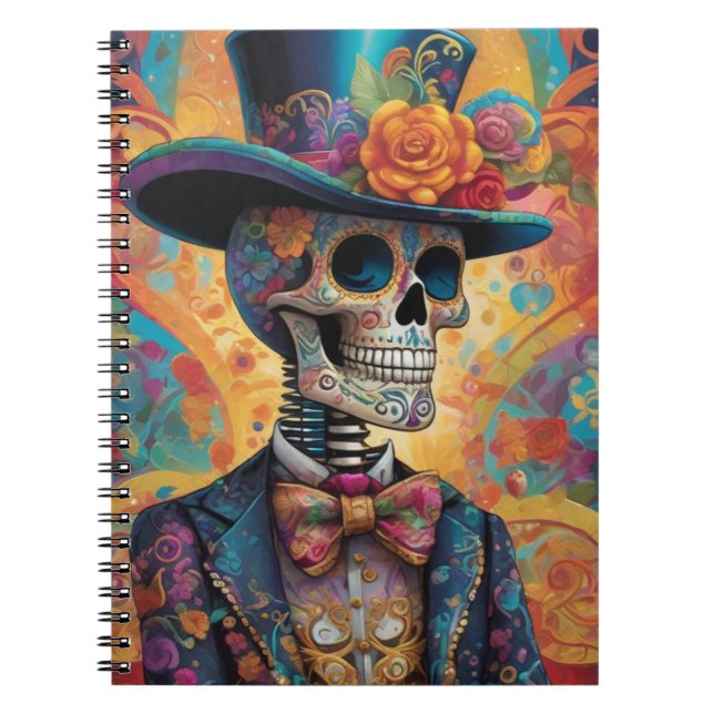 Dia de los Muertos Dapper Skeleton Notebook (Front)