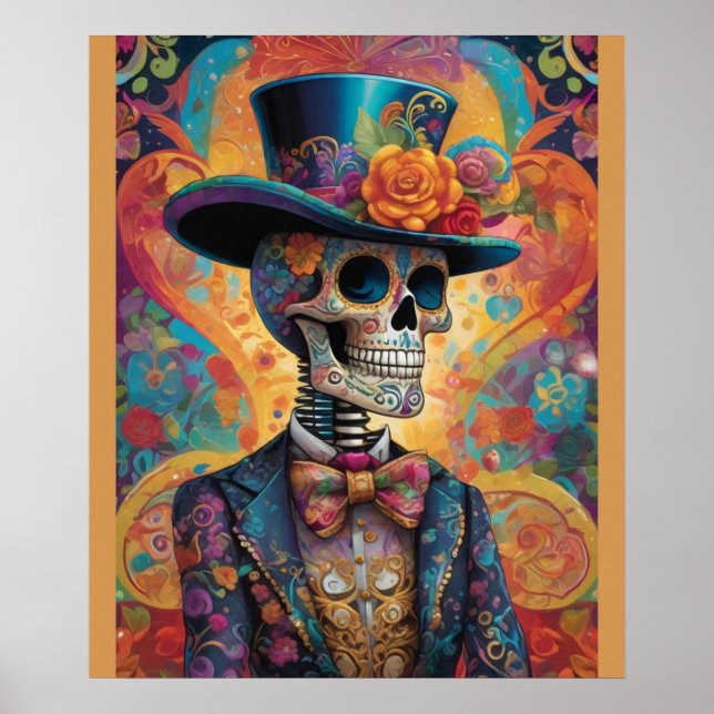 Dia de los Muertos Dapper Skeleton Poster (Front)