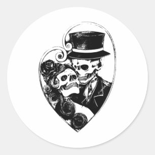 Dia De Los Muertos Day Of Dead Groom And Bride Sku Classic Round Sticker