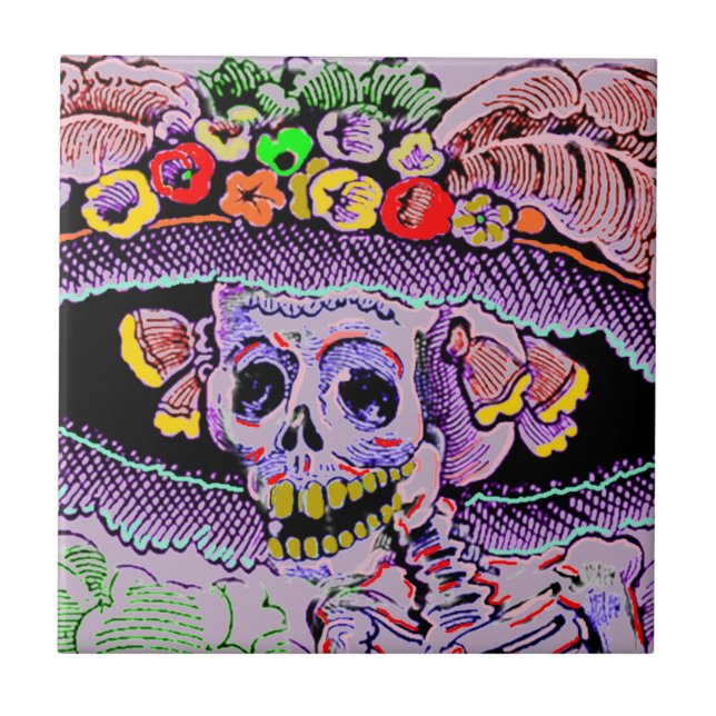 Dia de Los Muertos Day of the Dead Catrina Tile (Front)