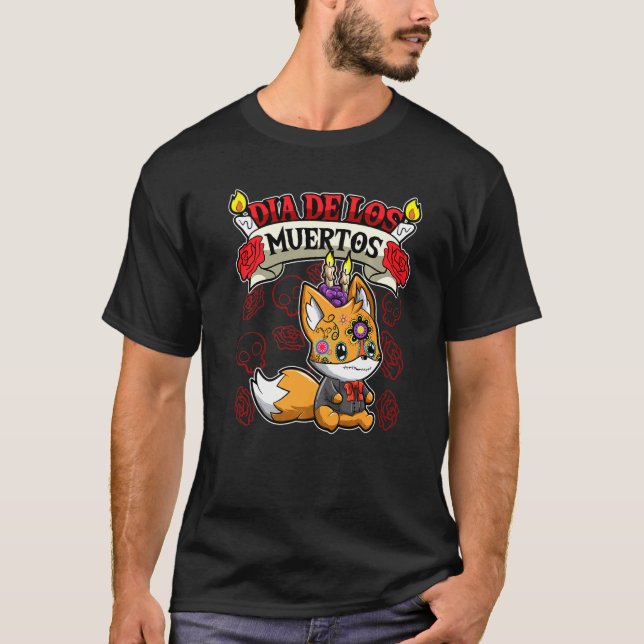 Dia De Los Muertos  Day Of The Dead  Fox T-Shirt (Front)